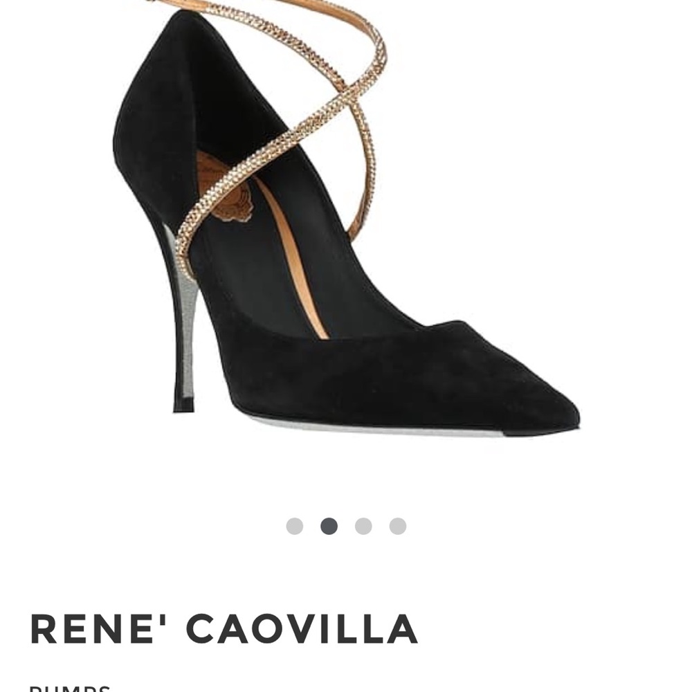 Rene Caovilla Black Pumps with Gold Accents